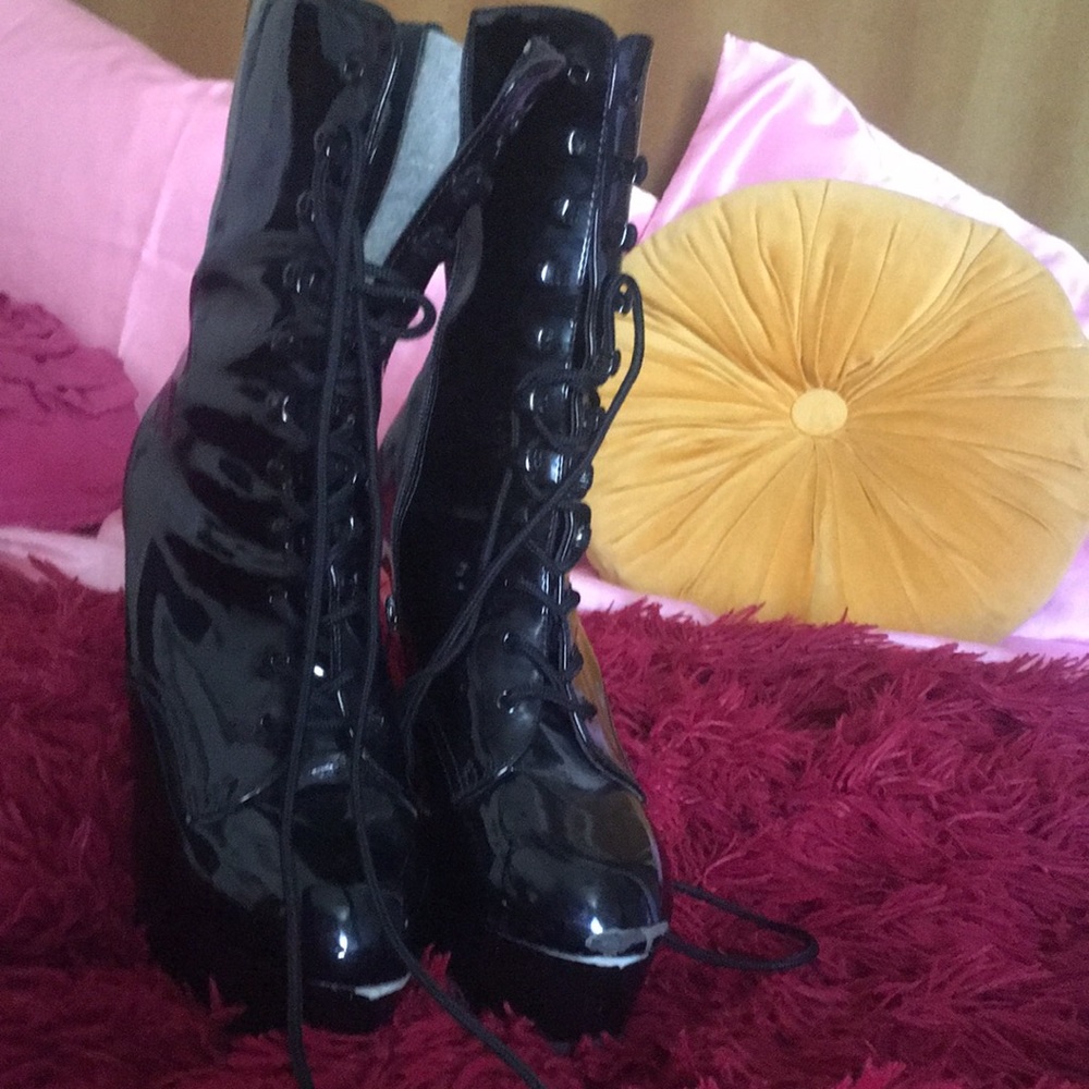 Pleasers Black Boot Heels